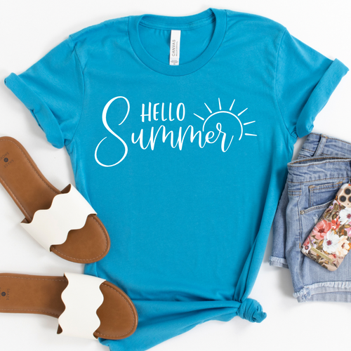 Hello Summer - Aqua T-shirt tee Shabby Lane   