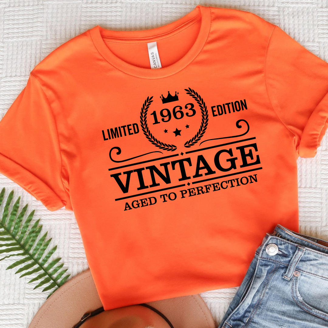 Vintage 1963 birthday - orange T-shirt tee Shabby Lane   