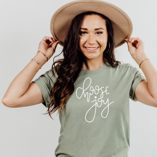 Choose Joy T-shirt sage green tee Shabby Lane   