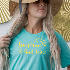 Sunshine and good vibes - Sea Green T-shirt tee Shabby Lane   