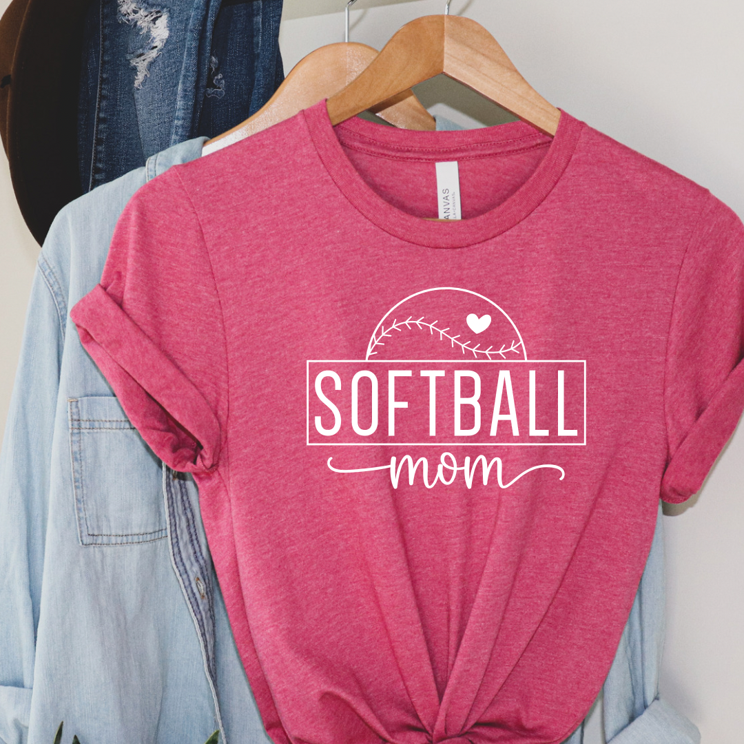 Softball Mom - raspberry T-shirt tee Shabby Lane   