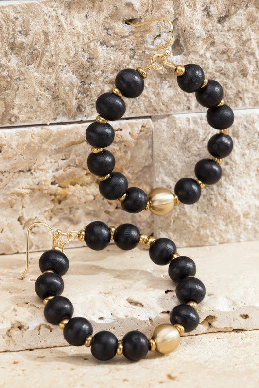 Beautiful wood bead earrings - Black Earrings Shabby Lane   