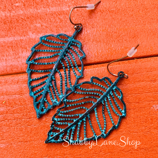 Beautiful leaf antiqued metal filigree earrings - style 2 patina  Shabby Lane   