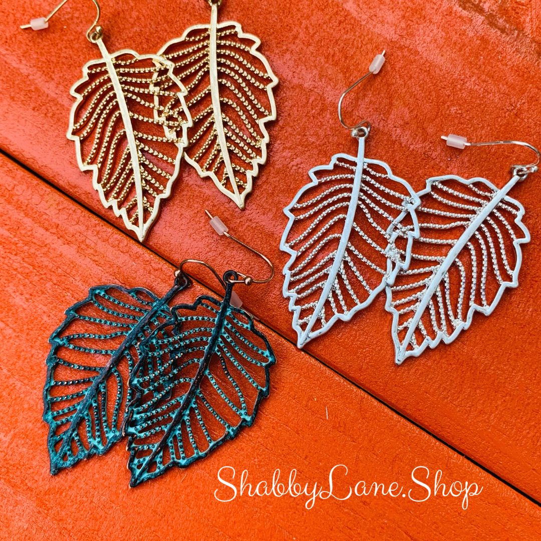 Beautiful leaf antiqued metal filigree earrings - style 2 patina  Shabby Lane   