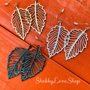 Beautiful leaf antiqued metal filigree earrings - style 2 patina  Shabby Lane   