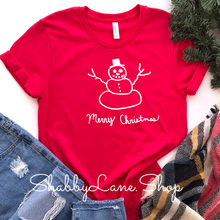 Load image into Gallery viewer, Snowman Merry Christmas- Cameron Collection Red tee Shabby Lane   