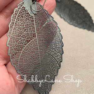 Gray metallic leaf filigree earrings  Shabby Lane   