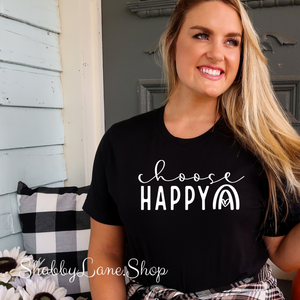 Choose Happy rainbow - Black T-shirt tee Shabby Lane   