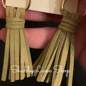 Leather tassel earrings - Olive Earrings Shabby Lane   