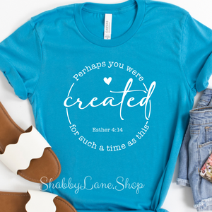 Perhaps you were created for a time such as this  - Aqua T-shirt tee Shabby Lane   
