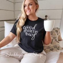 Load image into Gallery viewer, Good Vibes Only - black  T-shirt tee Shabby Lane   