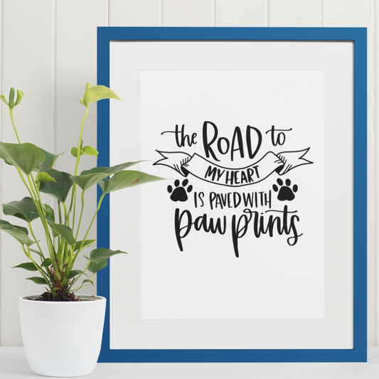 The Road to my Heart paw prints - 8x10 print  Shabby Lane   