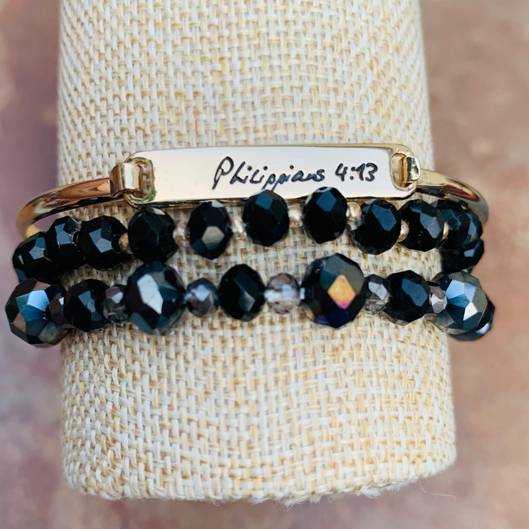 Philippians 4:13 bracelet trio Metal Shabby Lane   