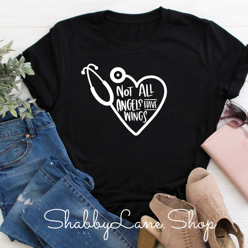 Not all Angels have wings - Black T-shirt tee Shabby Lane   