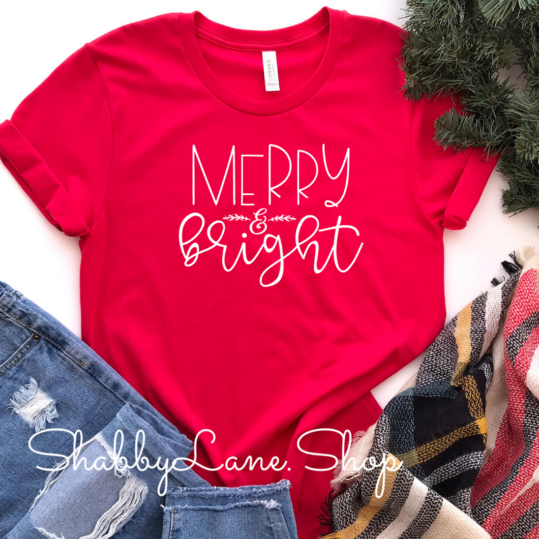 Merry and Bright - Red Short Sleeve tee Shabby Lane   