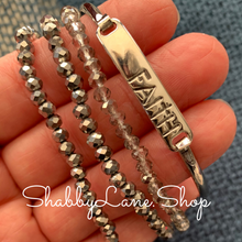 Load image into Gallery viewer, Faith bracelet -  Silver with roundel bead trio Metal Shabby Lane   