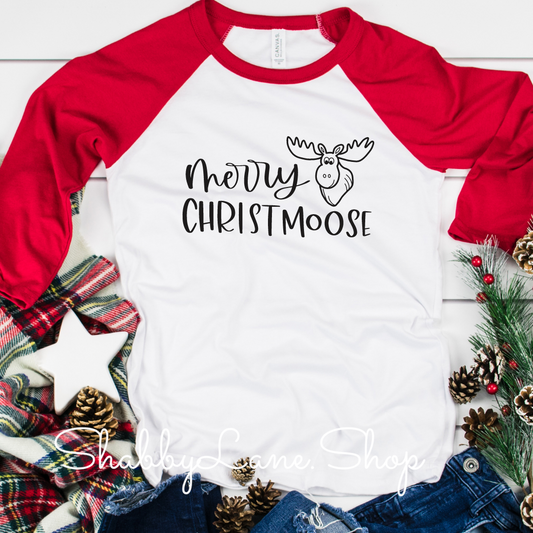 Merry Christmoose - red sleeves lady tee Shabby Lane   