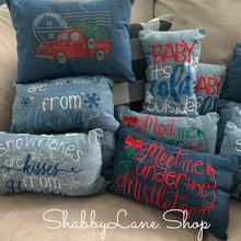 Load image into Gallery viewer, Snowflakes are kisses from heaven accent pillow light blue  Shabby Lane   