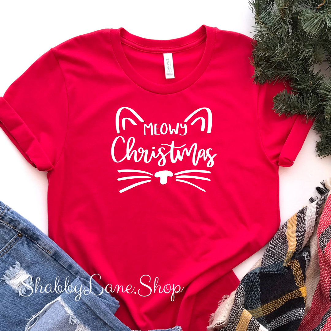 Meowy Christmas - Red tee Shabby Lane   