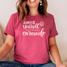 Load image into Gallery viewer, Be a Mermaid T-shirt - Raspberry tee Shabby Lane   