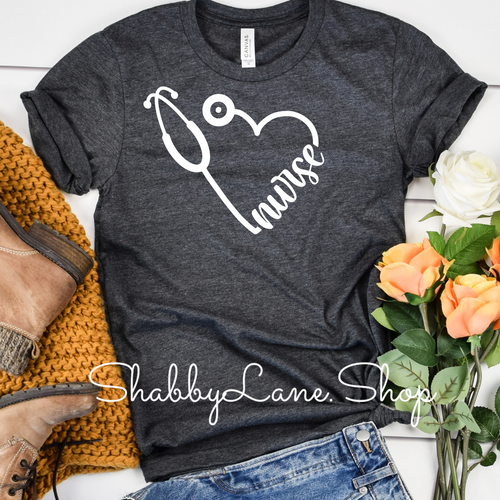 Nurse heart -Dk Gray T-shirt tee Shabby Lane   