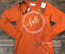 Load image into Gallery viewer, Fall pumpkin hayrides and bonfires tee  Shabby Lane   