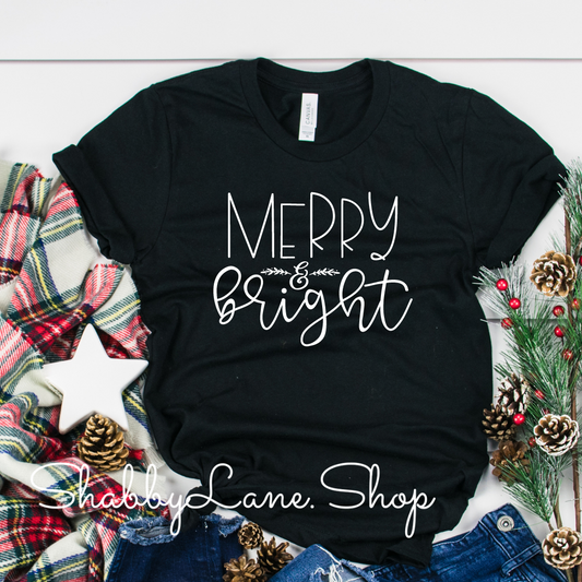 Merry and Bright- Black tee Shabby Lane   