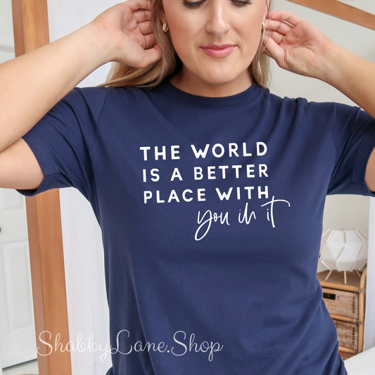 The world is a better place T-shirt navy tee Shabby Lane   