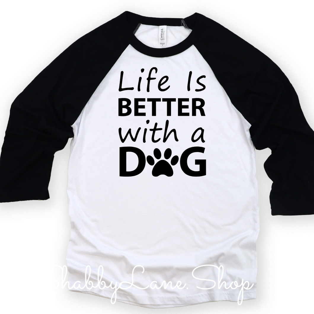 Life is better with a dog - black sleeves men tee Shabby Lane   