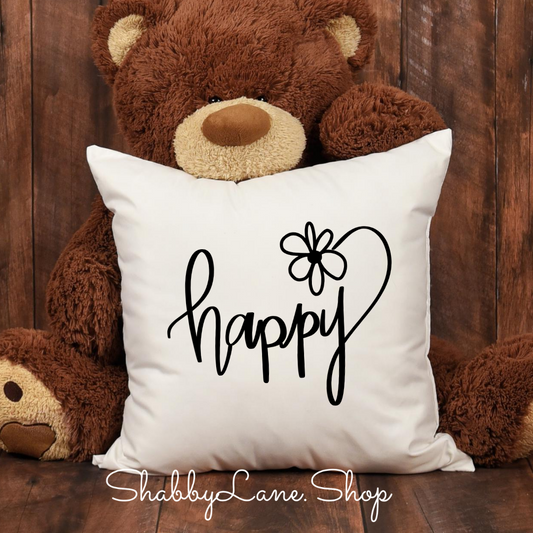 Happy - white pillow  Shabby Lane   