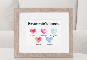 Grammie’s Loves - 5 children - personalized 8x10 print  Shabby Lane   