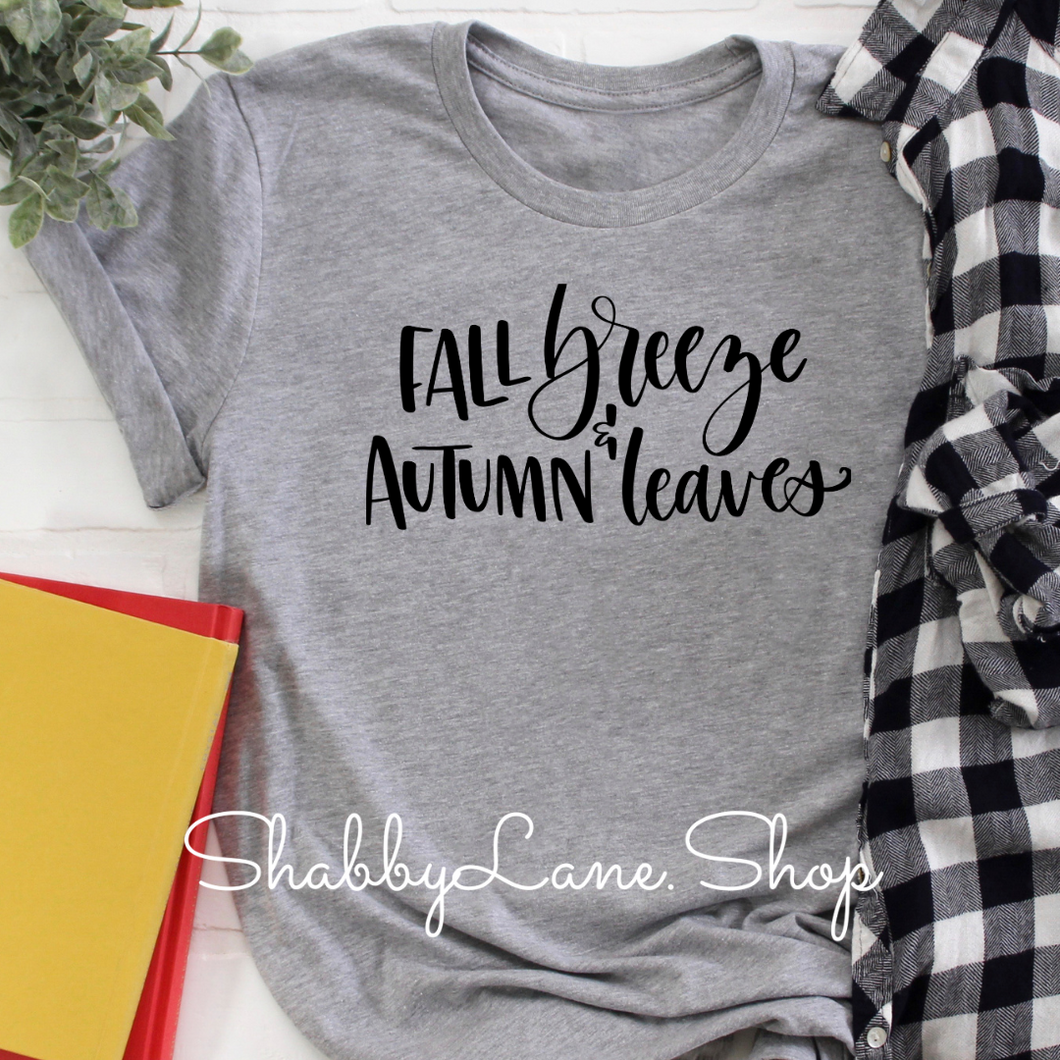 Fall breeze and Autumn leaves Gray tee Shabby Lane   