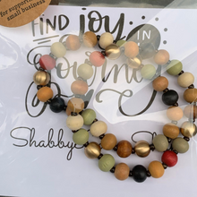 Load image into Gallery viewer, Wooden beaded bracelet- multi color Faux leather Shabby Lane   