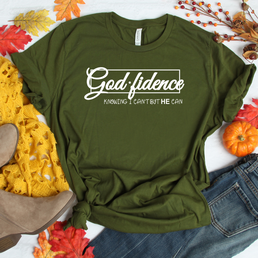 God Fidence - Olive tee Shabby Lane   