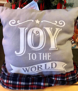 Joy to the world -Canvas pillow - grey  Shabby Lane   