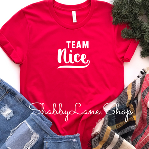 Team nice-  Red tee Shabby Lane   