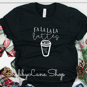 Falalala latte - Black tee Shabby Lane   