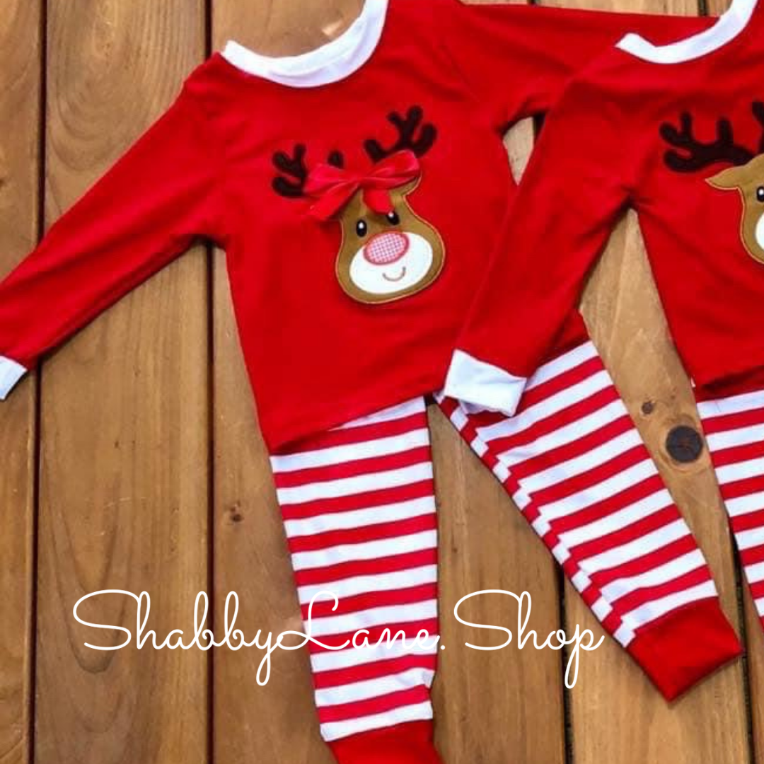 Christmas pajamas - reindeer girl bow  Shabby Lane   