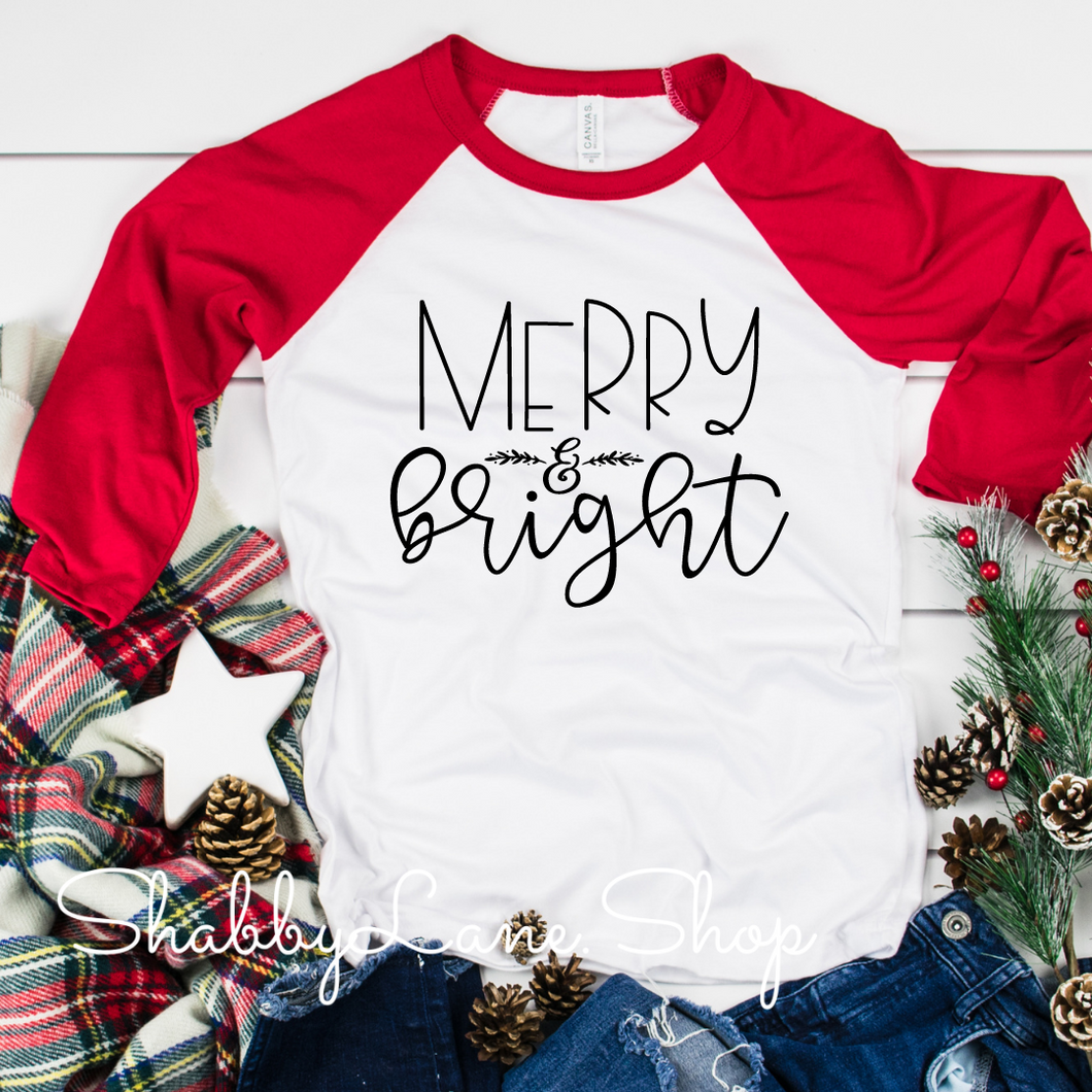 Merry and Bright - red sleeves tee Shabby Lane   