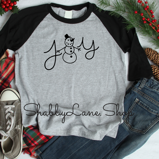 Joy snowman - gray raglan tee Shabby Lane   