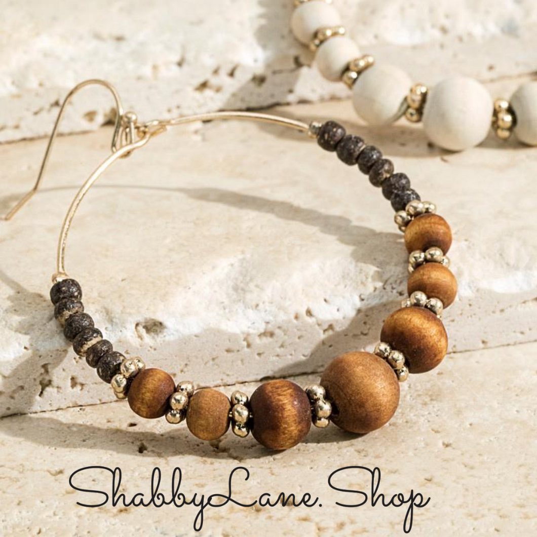 Beautiful wood bead earrings -brown Earrings Shabby Lane   