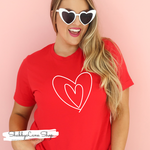 Double heart -red T-shirt tee Shabby Lane   