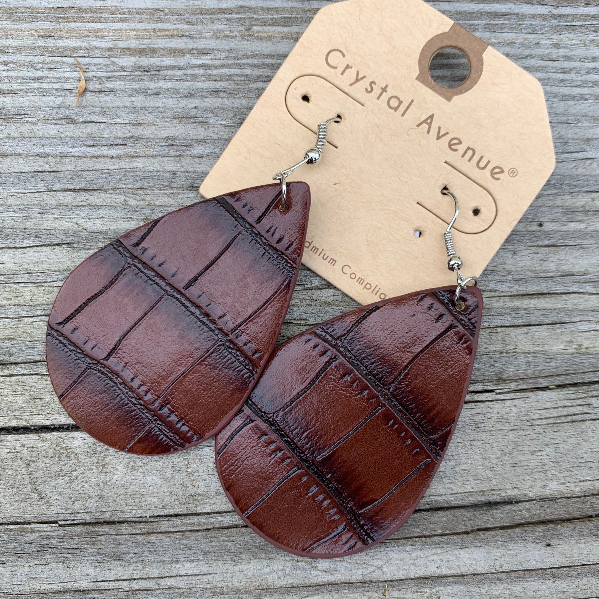 Teardrop leather earrings  Shabby Lane   