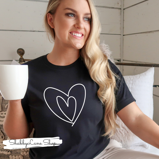 Double heart -black  T-shirt tee Shabby Lane   