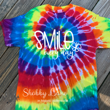 Load image into Gallery viewer, Smile every day tie dye T-shirt rainbow tee Shabby Lane   
