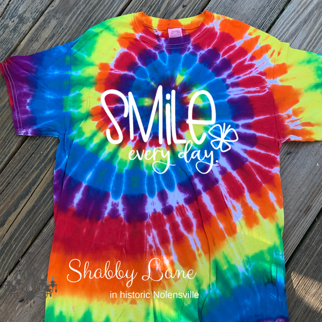 Smile every day tie dye T-shirt rainbow tee Shabby Lane   
