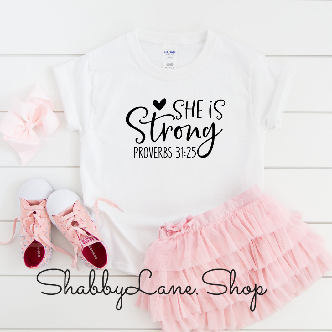 She is Strong - toddler/kids - white T-shirt  Shabby Lane   