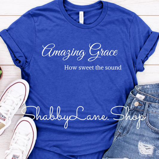 Amazing Grace how sweet the sound tee Royal Blue tee Shabby Lane   