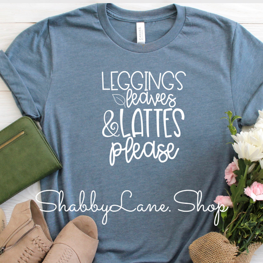 Leggings leaves and lattes - Slate tee Shabby Lane   