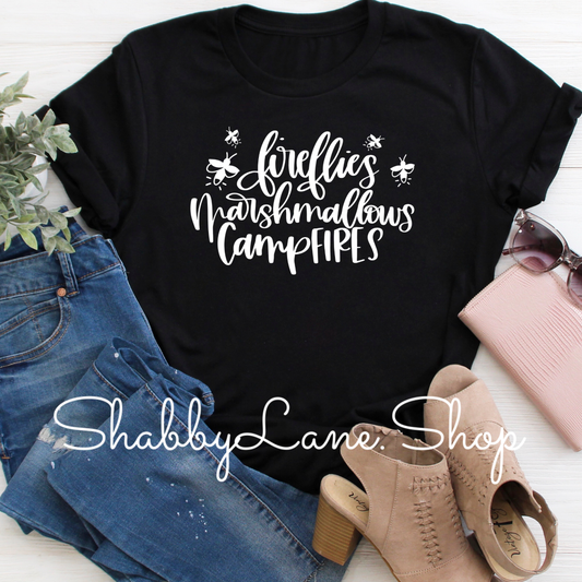 Fireflies and Marshmallows- Black tee Shabby Lane   